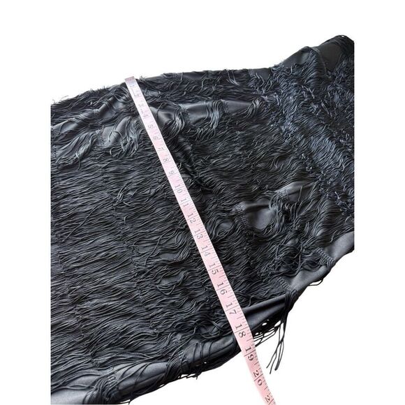 Vintage Inspired Black Fringe Maxi evening Gown With Rhinestone Straps - Picture 9 of 12